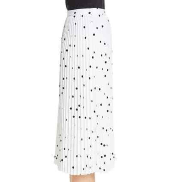 NWT Lewit White Polka Dot Pleated Skirt Size 6 - Picture 3 of 4
